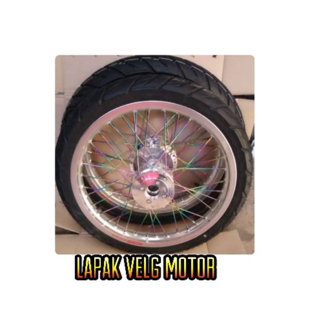 Velg Vixion new /Vixion old ring v Rossi uk 140-160x17 WM silver plus ban luar dalam full baru