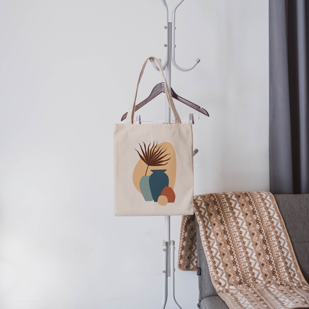Sevine Tote Bag Kanvas Tas Fashion Totebag Wanita DTF Printing Nordic Aesthetic Series - KPA1