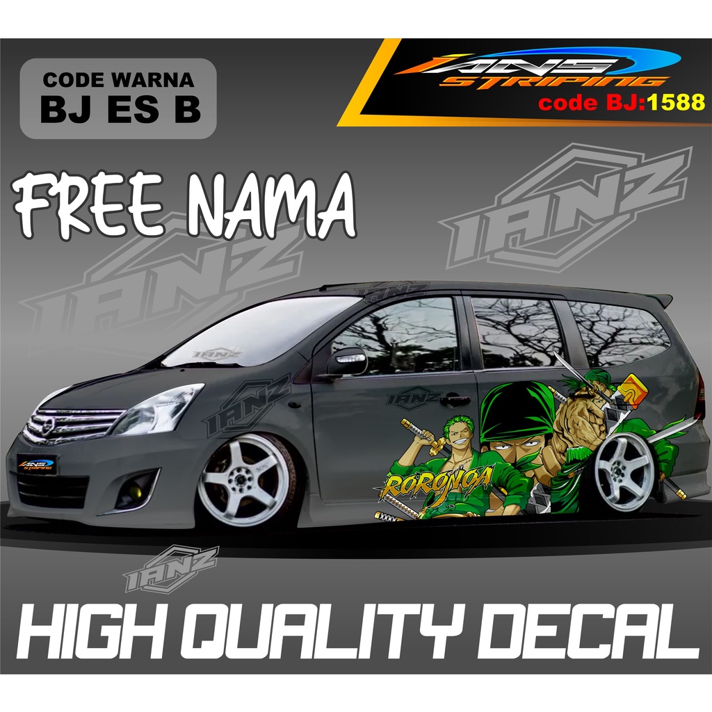 DECAL STIKER MOBIL GRAND LIVINA MOTIF RORONOA / STIKER MOBIL PAJERO / VARIASI STIKER MOBIL AVANZA / STIKER MOBIL XENIA