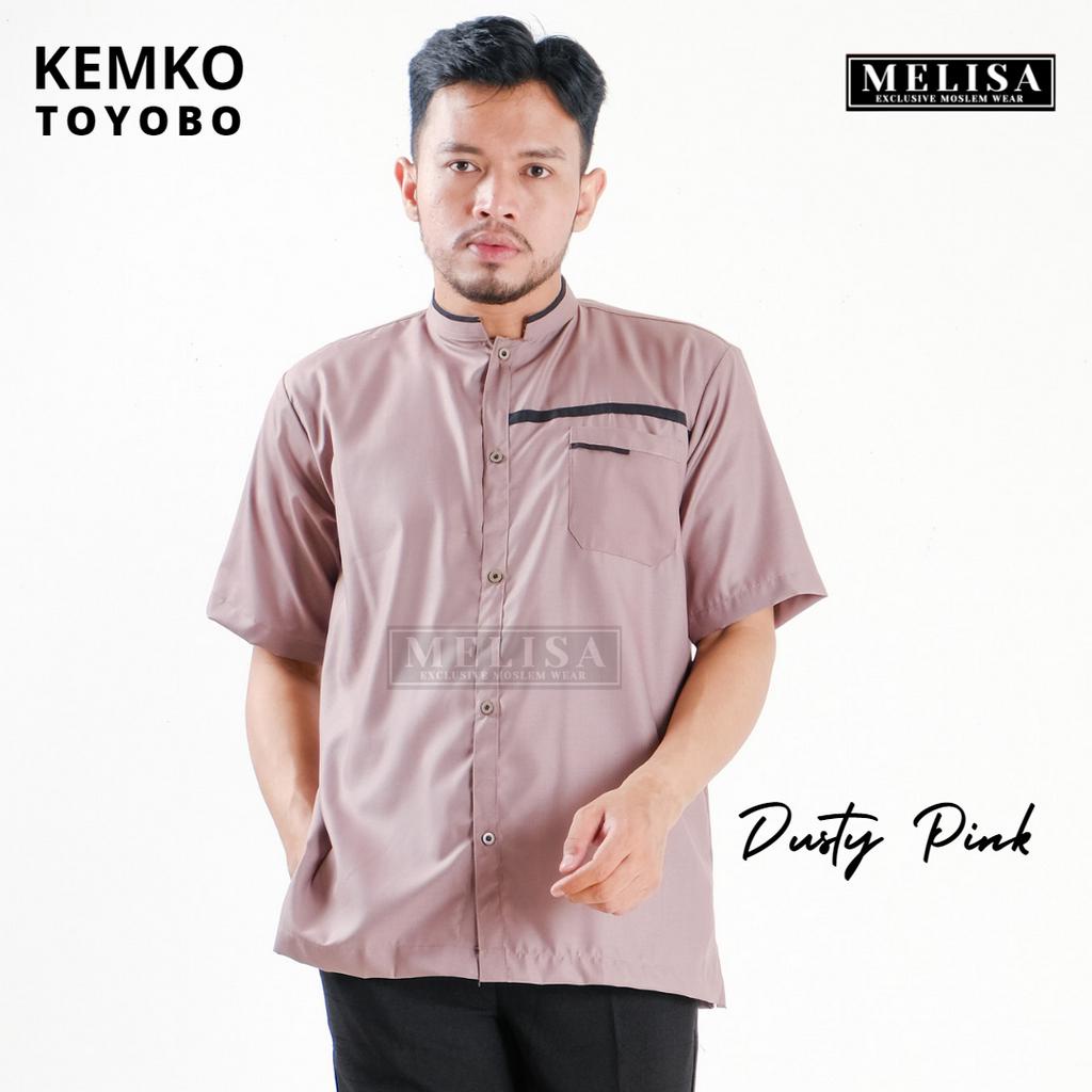 Baju Koko Pria Kemko Lengan Pendek Bahan Katun Toyobo Motip Simpel Dan Elegan Size M L XL Baju Muslim Polos Promo Baju Muslim Terbaru-Warna Dusty