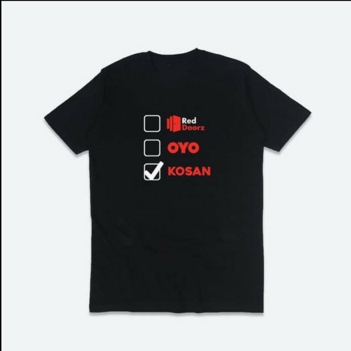 KAOS BAJU LUCU RED DOORS OYO KOSAN PRIA WANITA KAOS KATA KATA LUCU - Putih S MURAH