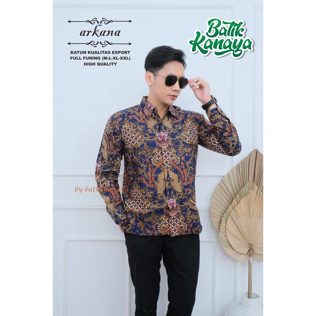 Kanaya - Kemeja Batik Pria Lengan Panjang Full Furing Bahan Katun Kualitas Ekspor ARKANA