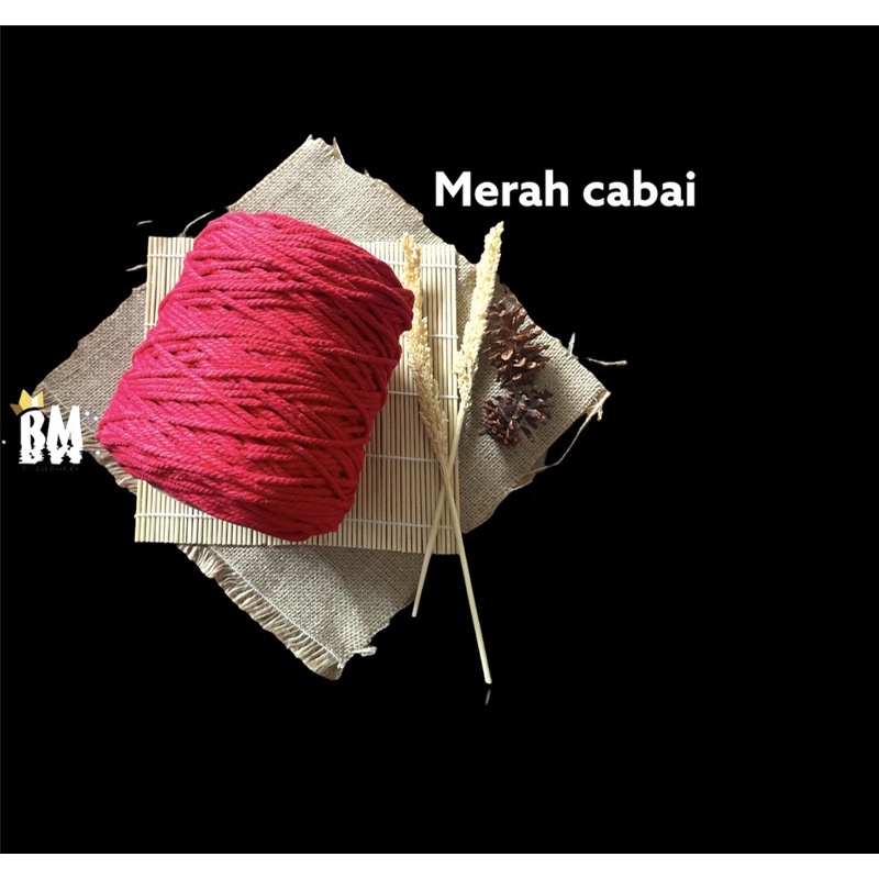 Tali katun warna MERAH CABAI 1kg