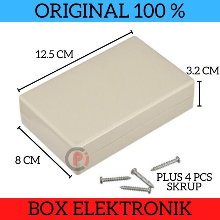 Box Case Project Electronic 125x80x32mm Kotak Casing Plastik ABS +Baut