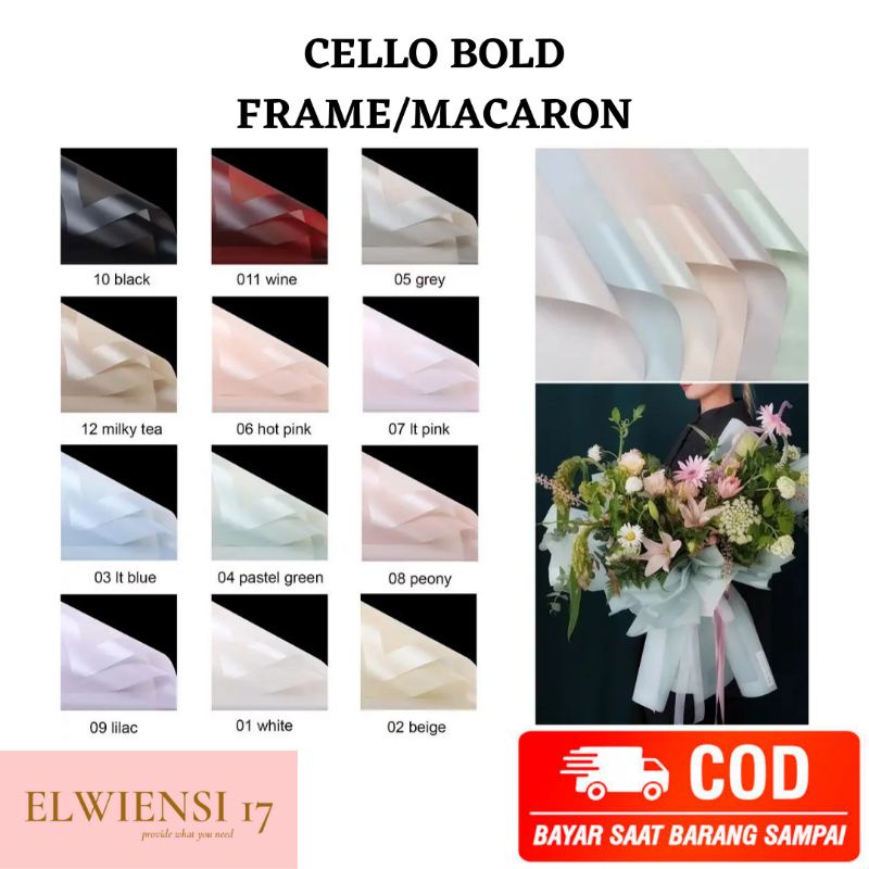 [COD] Flower Wrapping Paper Cello Bold Frame/Macaron Kertas Buket Bunga Ecer Murah