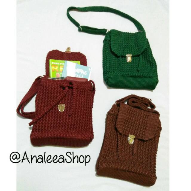 Tas Rajut Selempang Gesper ukuran besar