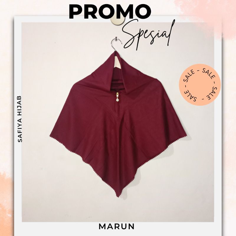 Safiya Hijab Segiempat Polos Instant Resleting Zipper/ HIJAB INSTAN ZIPPER HIJAB SEGIEMPAT INSTAN ZI