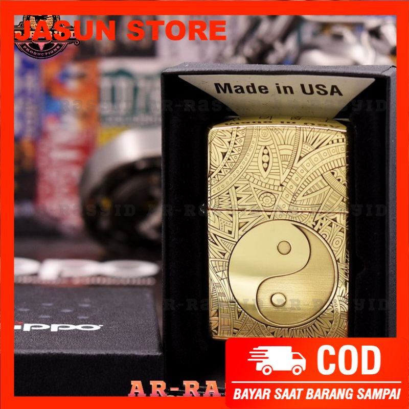 BISA COD! Korek Api Minyak Zippo Motif Yin Yang 204B