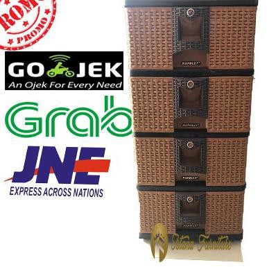 ➳ LEMARI PLASTIK ROTAN/ RAK PLASTIK / EXCEL / LACI PLASTIK ROTAN 4 SUSUN ❇