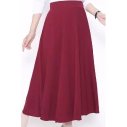 TERLARIS !!! ROK PANJANG JUMBO SPANDEK JERSEY WANITA TERMURAH /  ROK PANJANG MAX BB 80 KG BAHAN PREMIUM BISA COD-MAROON