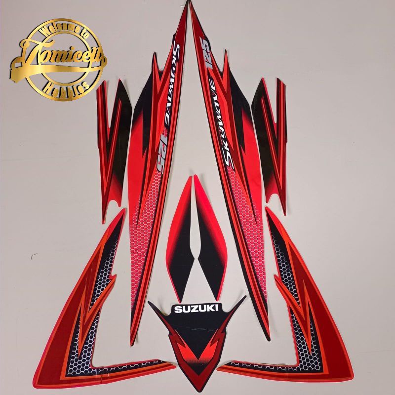 striping suzuki skywave 2008 2009 merah hitam list body berkualitas