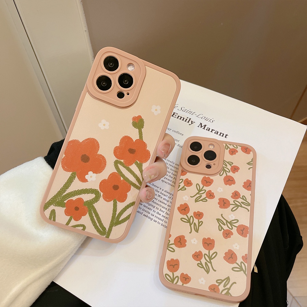 IPHONE Musim Semi Bunga Jeruk Perlindungan Penuh Lembut Silikon Ponsel Case Cover Untuk Iphone7 8 PLUS X XR XS 11 12 13 14 MINI PRO MAX SE 2020