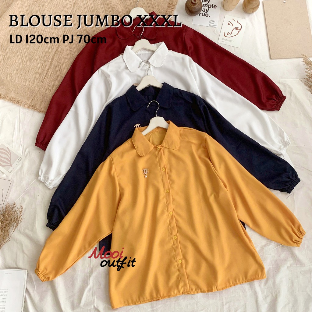 Kemeja Jumbo Wanita / Kemeja Wanita Jumbo Ld 120 / Kemeja Polos Jumbo Wanita / Atasan Wanita Jumbo / Blouse Wanita Jumbo