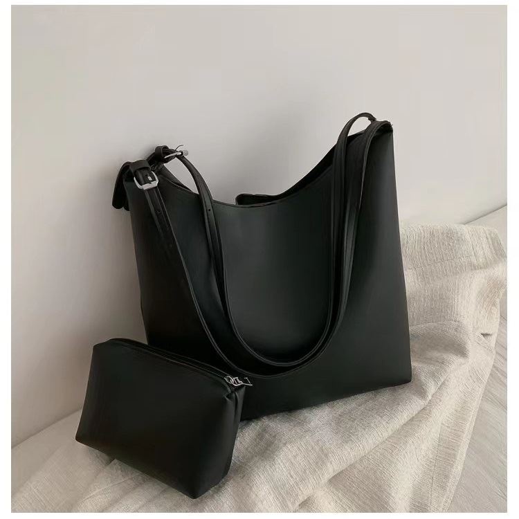 BJ21225 (2IN1) - BLACK/BROWN/KHAKI - TAS TOTE SHOULDERBAG POUCH WANITA FASHION IMPORT MODIS ELEGAN TERMURAH TERLARIS TERBARU BAGSTORE JAKARTA TAS BATAM JT1225