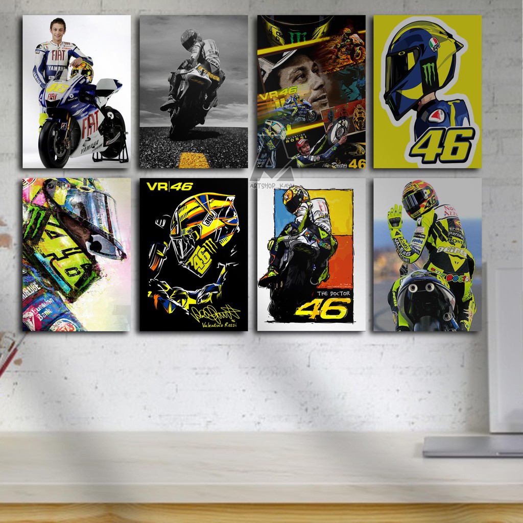 Hiasan dinding MOTO GP VALENTINO ROSSI Poster Kayu Pajangan Rumah/ dekorasi dinding / Walldecor