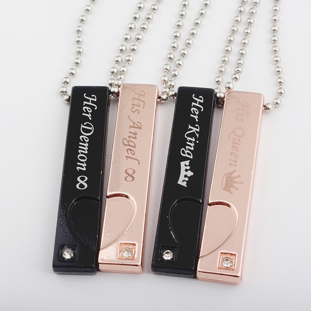 Hu Hu Hu Hu Hu Alat Bantu Pasang Kacamata♡ His / Her Dog Tag Kalung Berlian Imitasi Untuk Pasangan