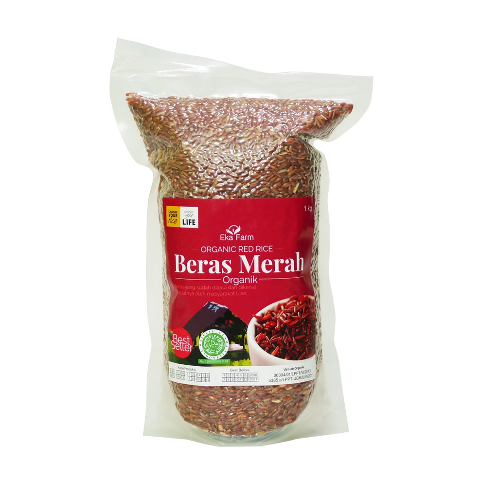 Eka Farm- Beras Organik- Beras Merah Wangi - Beras Diet - Red Rice - 1kg