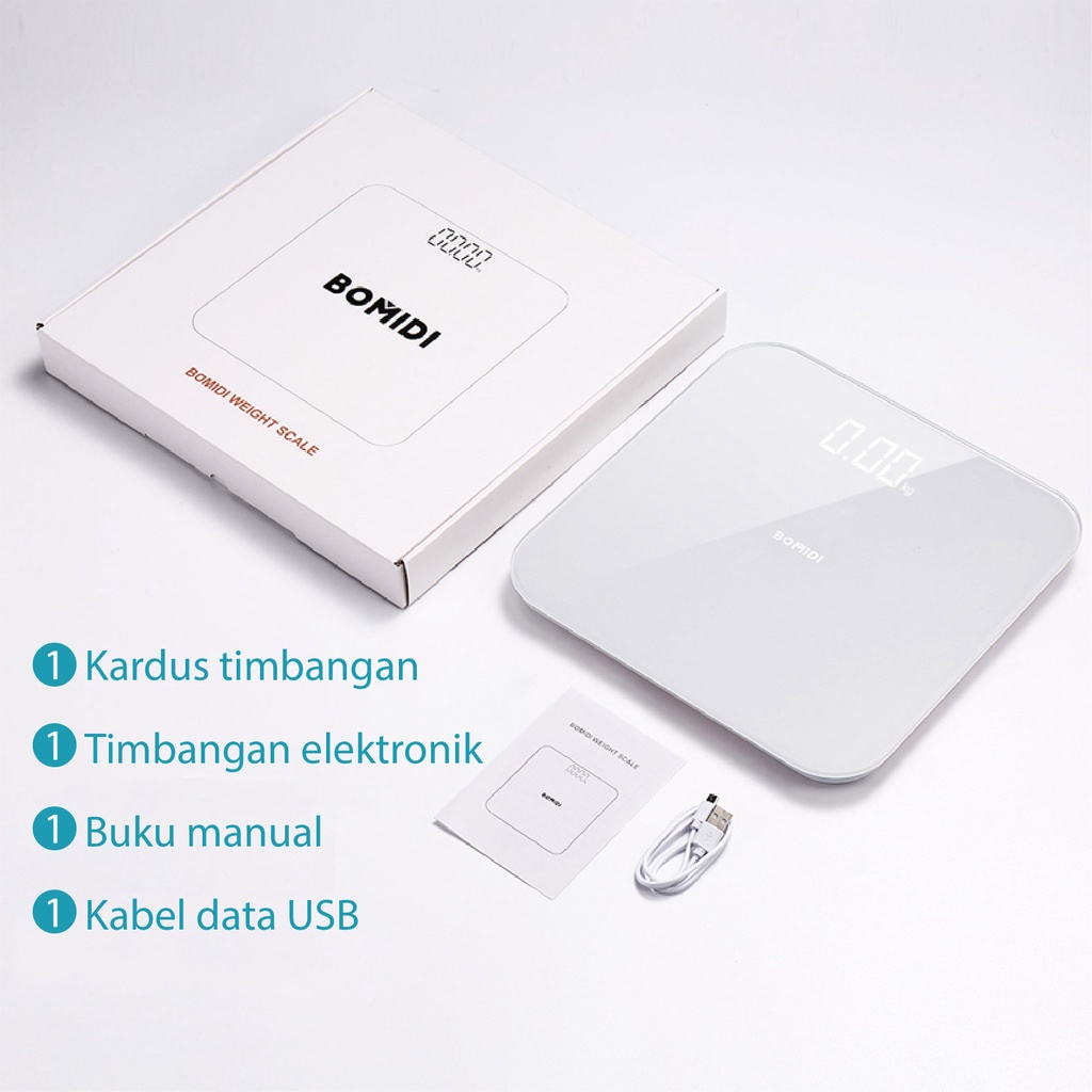 XIAOMI Mi Smart Body Scale 2 BOMIDI W1+ Timbangan Elektronik With USB Digital 180Kg Weight Body Scale Desain Unik LCD Display