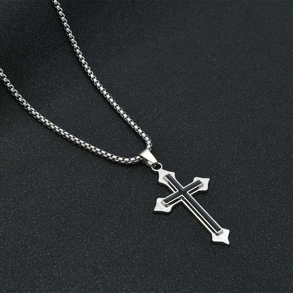 Needway  Party Gifts Cross Necklaces Vintage Clavicle Chains Men Necklaces Punk Stainless Steel Fashion Cool Gothic Street Style Cross Pendants/Multicolor