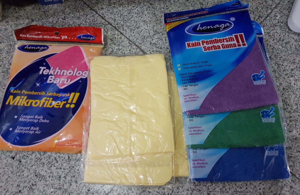 Kain Lap Pembersih Serbaguna Microfibre Honaga Microfiber Mobil Motor Meja Makan Kanebo Plas Chamois