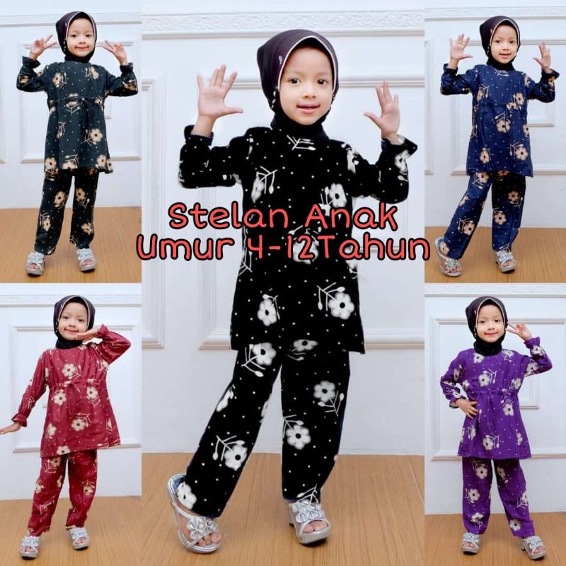 Setelan anak perempuan | one set tie dye anak perempuan / stelan anak umur 4-12 tahun / motif terbar