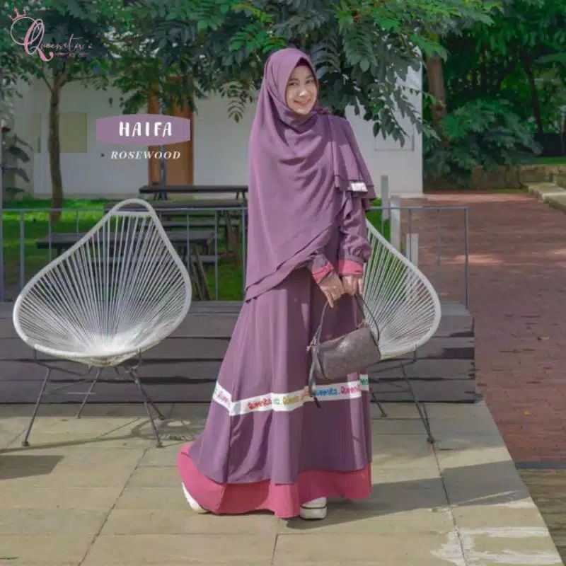 Gamis Syar'i Original branded Butik Haifa set by Queenita.id