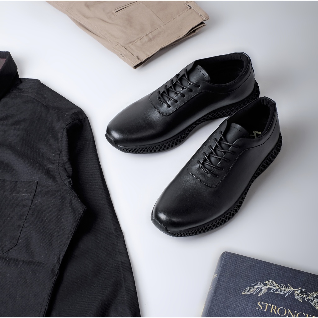 NEIL BLACK (KULIT ASLI) |ManNeedMe x Kenzio| Sepatu Pantofel Pria Formal / Kerja ORIGINAL