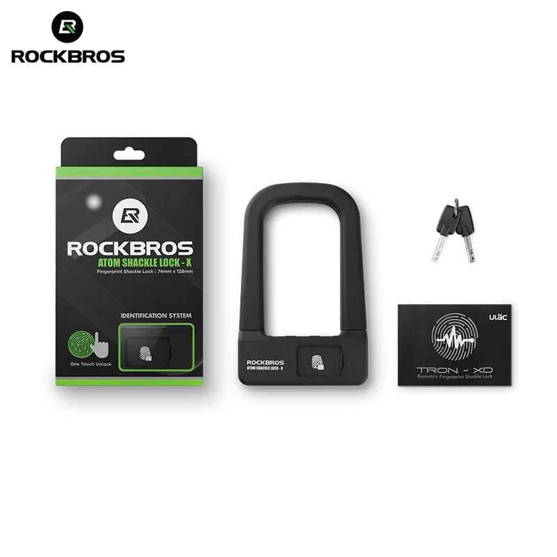 465 ROCKBROS FU1 Fingerprint Shackle U-Lock Anti Theft For Bicycle