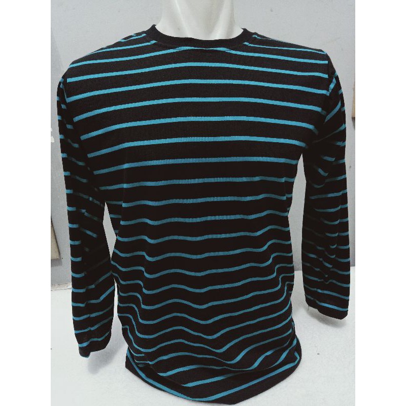 Kaos stripe hitam tosca kecil lengan panjang size S-5XL