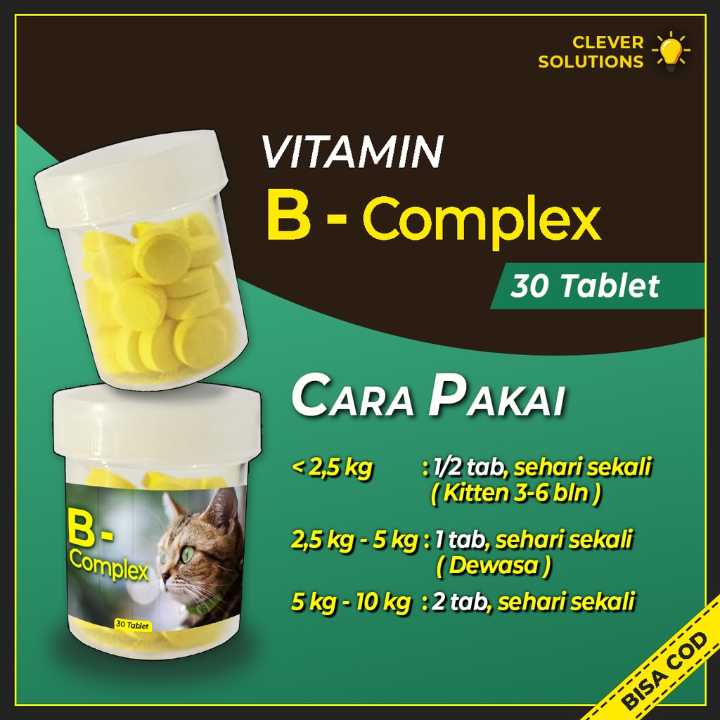 Vitamin Kucing B COMPLEX TABLET untuk Meningkatkan Imun Merawat Bulu Anti Rontok Bulu Kucing by Clever Solutions Olive Care Babah Cat House Penumbuh Bulu Kucing Koinami