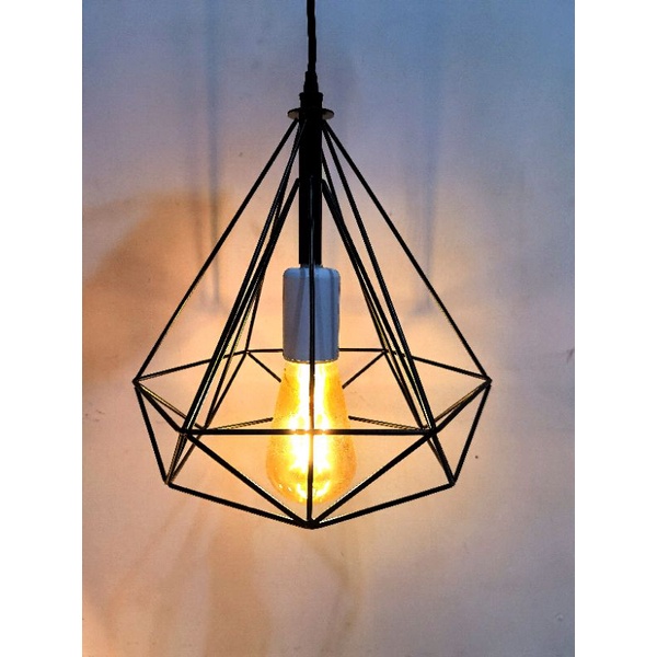 Lampu Hias Pendant Light, Lampu decor, Lampu cafe,  Lampu gantung, Diamond Ring 1set Isi 3bh black