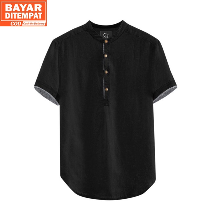 Baju Koko Pria Lengan Pendek Hanafi Kemeja Muslim Pria Terbaru Tebal