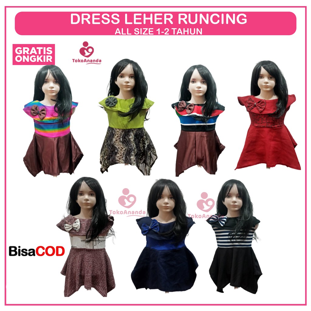 DRESS LEHER RUNCING PREMIUM / DRESS ANAK / BAJU ANAK PEREMPUAN / DRESS ANAK / DRESS RUNCING ANAK