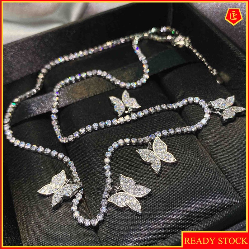 [Ready Stock]INS Style Full Diamond Butterfly Necklace Fashionable and Elegant