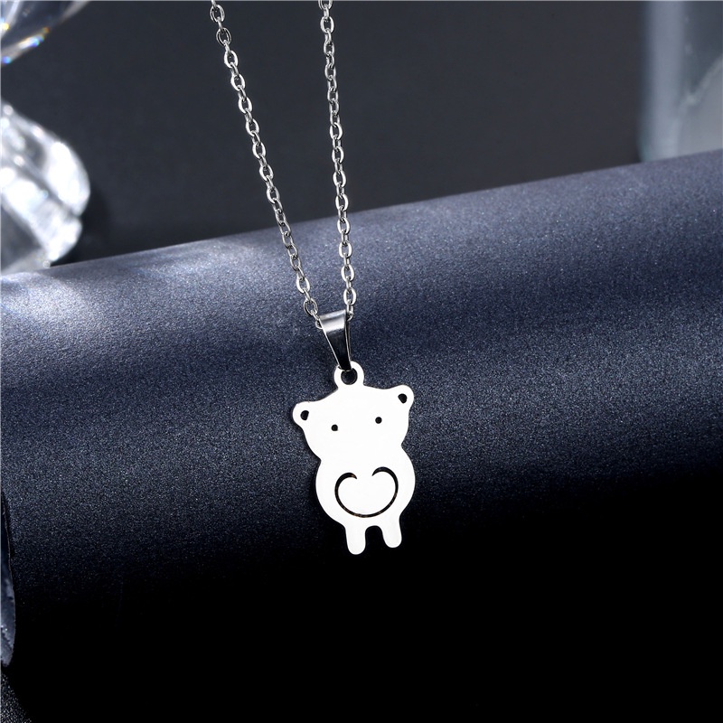 304L stainless steel piggy kalung Eropa dan Amerika populer hollow titanium steel lucu gadis lucu ba