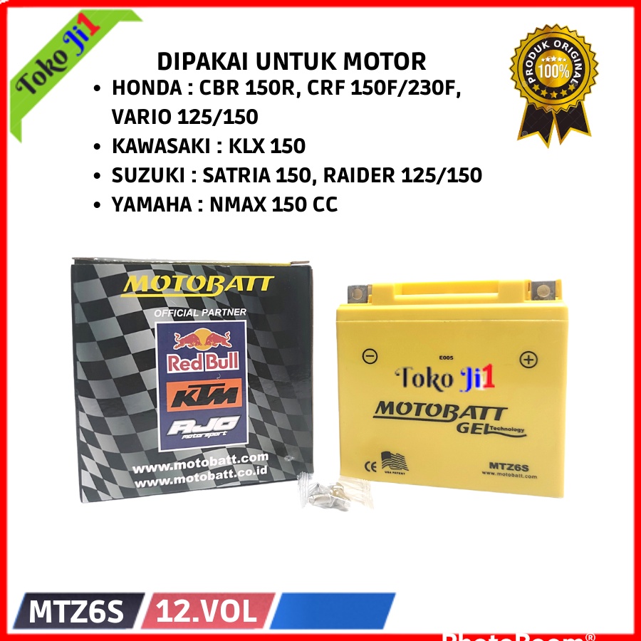 Motobatt Aki Kering Gel MTZ6S Vario 125 - 150 cb150 cbr150 Satria Fu 150 N-Max new