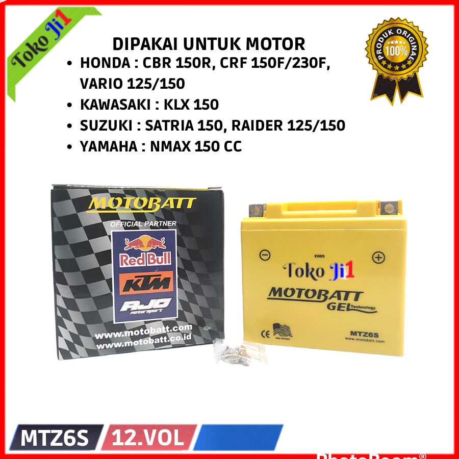 Motobatt Aki Kering Gel MTZ6S - 5Ah Vario 125 - 150 Klx 150 Satria Fu 150 N-Max Crf 150F