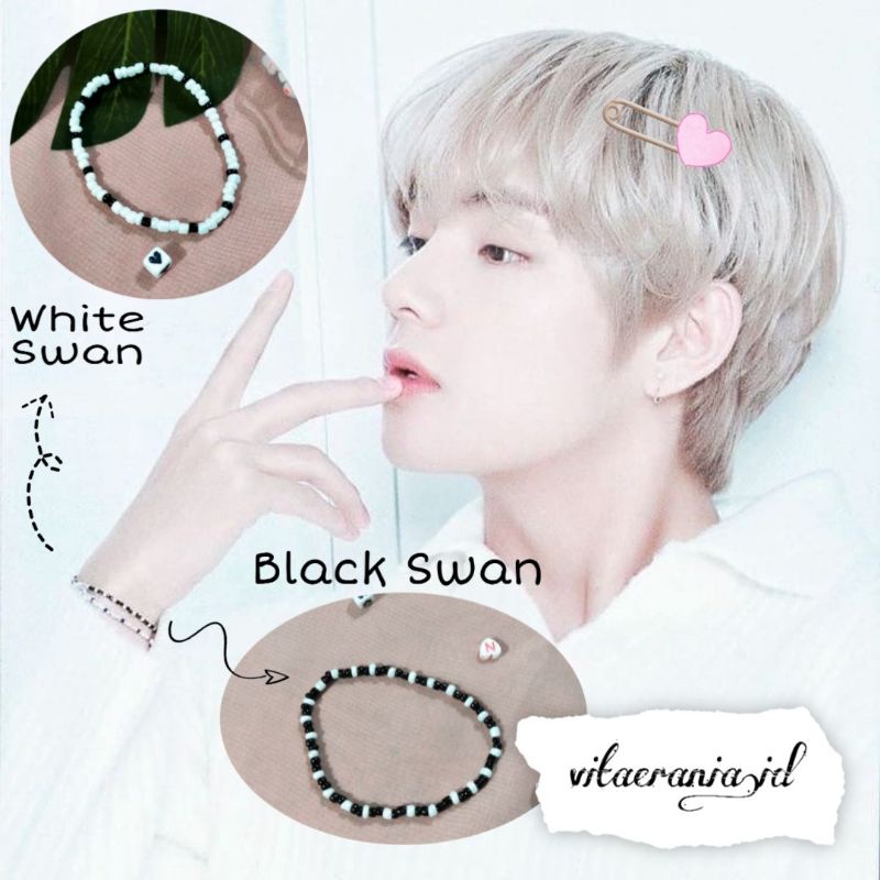 [ BLACK SWAN & WHITE SWAN ] Gelang beads BTS V kim taehyung | Gelang Murah | Gelang Kpop idol bts