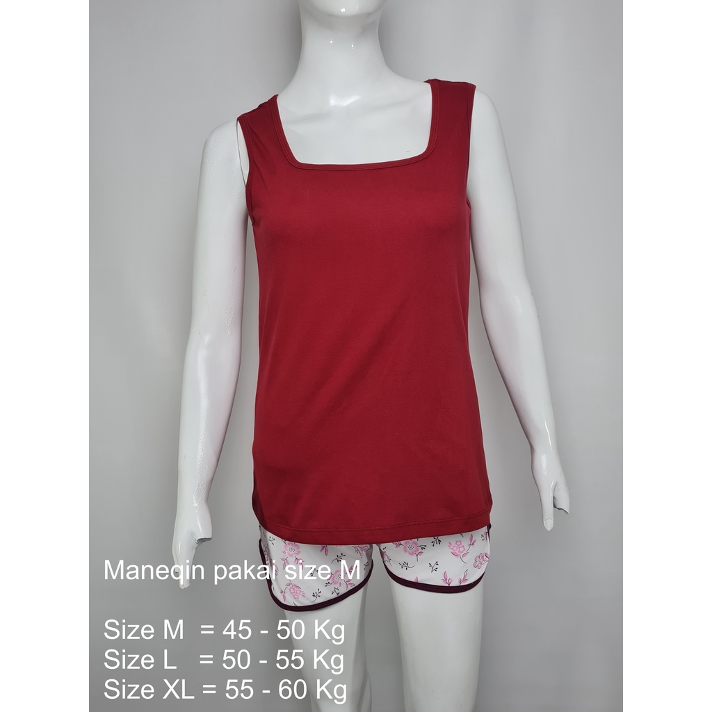 Singlet - Tank Top Wanita Katun Casual Merah Maroon