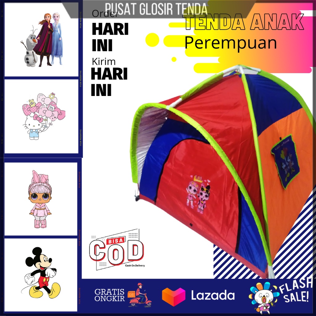 Tenda Anak Perempuan  Tenda Anak Anak Cewek Karakter Frozen, Hello Kitty, LOL Kuda Poni & Doraemon  