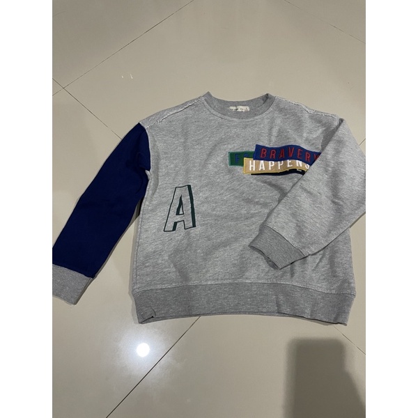 Baju anak zara hoodie bravery grey preloved
