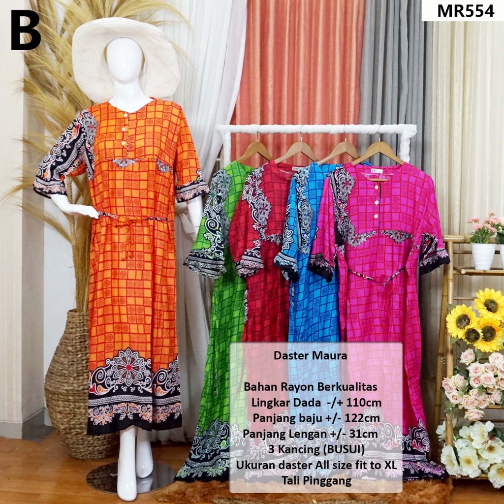 DASTER MAURA + AINA TERBARU Longdress, Lengan raglan 3/4 size fit to XL MR #dastermurah #homedress #daster terkini-MR.554