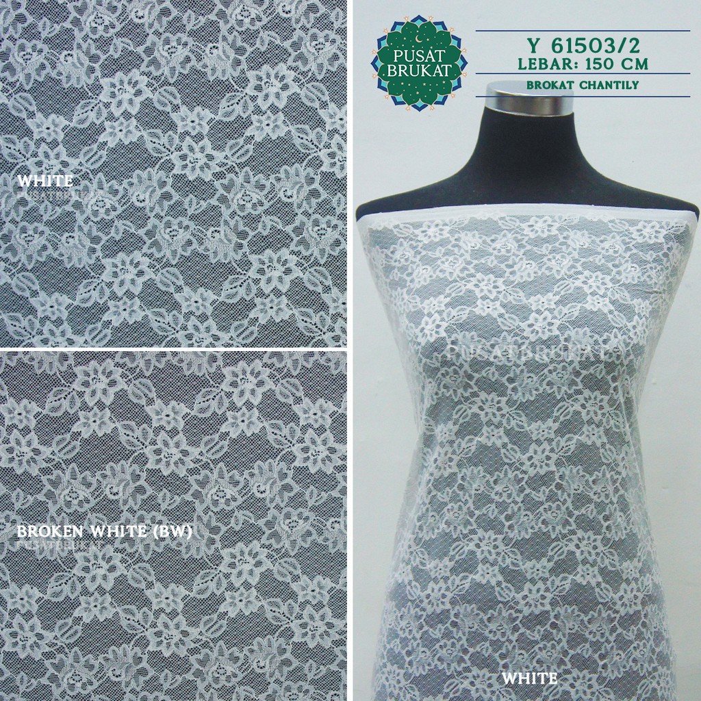 KAIN BRUKAT CHANTILY Y61503 / BROKAT CHANTILY JASMINE, LEBAR 150CM [harga per 0.5m]