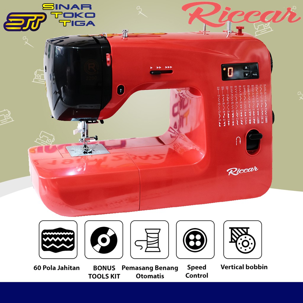 RICCAR 2200 MESIN JAHIT PORTABLE DIGITAL COMPUTERISED