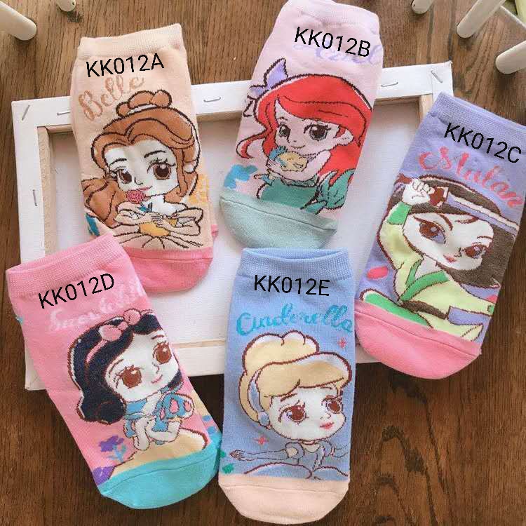 Kaos Kaki Karakter Princess Rapunzel, Ariel, Cinderella, Snow White, Jasmine Lucu Cantik