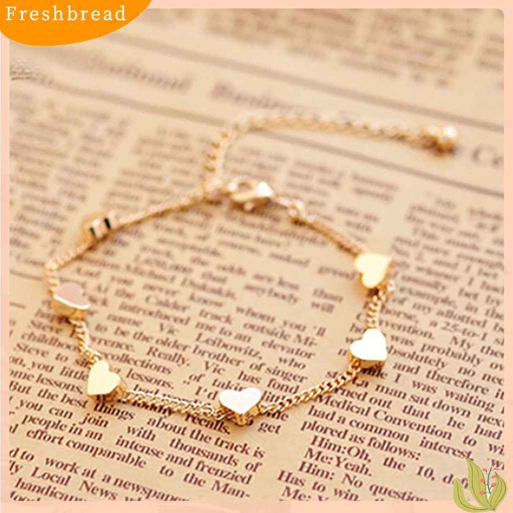 Fresh| Gelang Rantai Adjustable Desain Hati Warna Emas Untuk Pesta