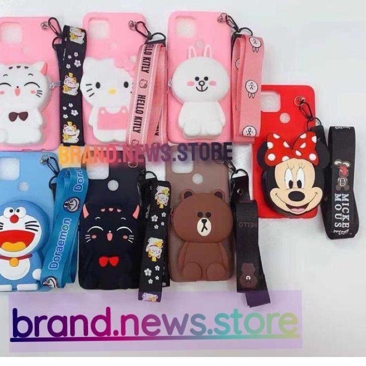 XIAOMI/REDMI 9T/NOTE 7/NOTE 7 PRO/9C/9A/S2/GO/SOFT CASE KARAKTER/ BONEKA DISNEY DOMPET KOIN/COIN + G