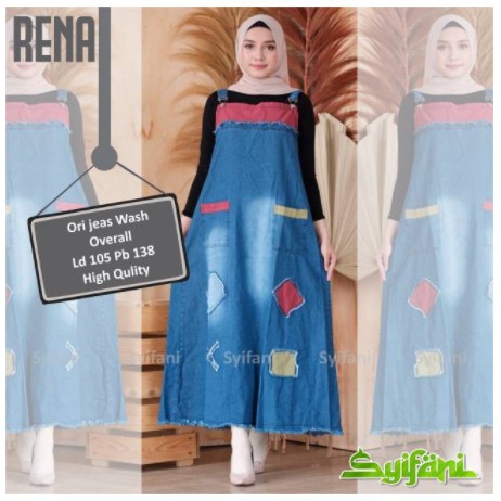 ((2 VARIAN WARNA)) RENA OVERALL VARIASI EMBLEM NEW COLOUR MATT JEANS WASH HQ