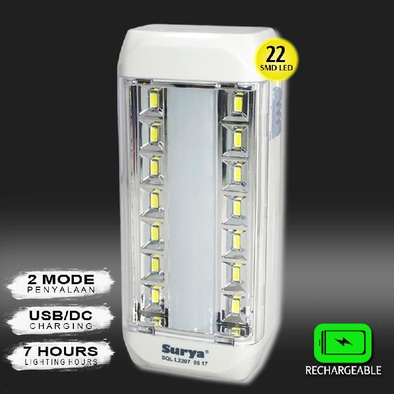 Surya Lampu Emergency SQL L2207 Light LED 22 SMD Rechargeable