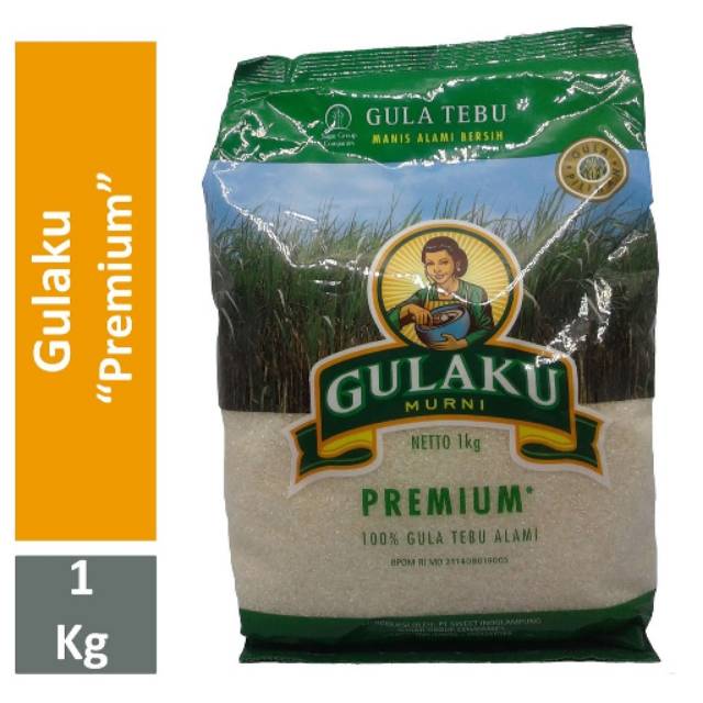 Gulaku Gula Pasir Premium 1 Kg - Kemasan Hijau dan Kuning